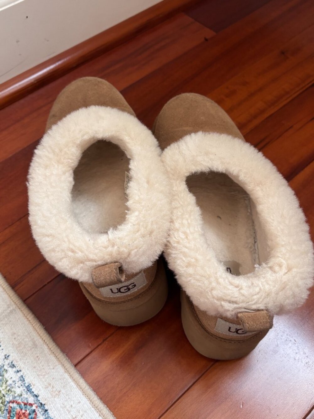 UGG Nita Genuine Shearling Platform Slipper Chestnut Women Size 8 - Picture 2 of 5